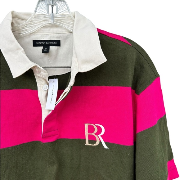 NWT Banana Republic Striped LOGO RUGBY SHIRT - Size Medium - 100% Cotton - Picture 7 of 10